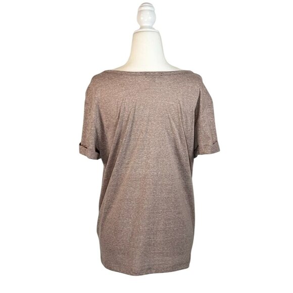 Democracy Brown Heathered V-Neck Short Sleeve Top Womens Size L Polyester/Rayon - Picture 5 of 7